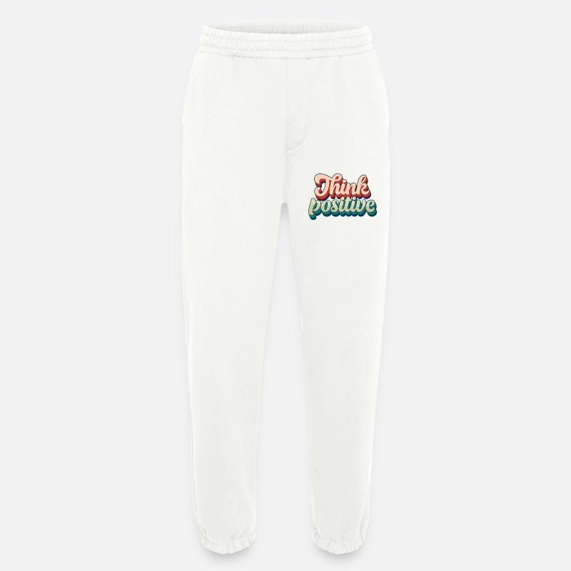 Think Positive Retro Script - Heavyweight Jogging Pants - made by SPREAD  - OFF WHITE
