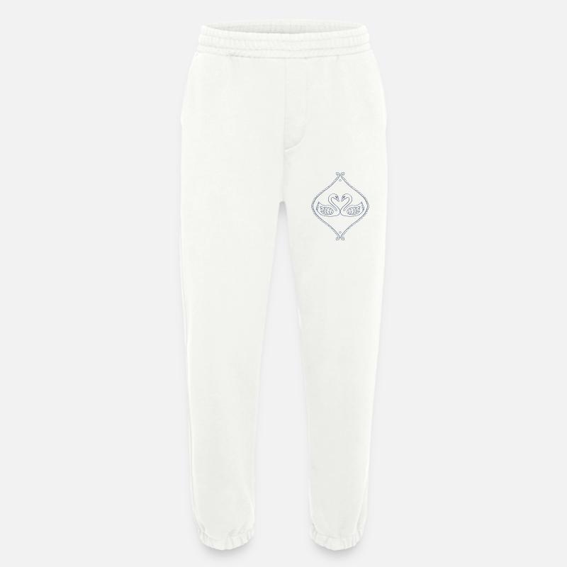 Blue Swans in Ornate Frame - Heavyweight Jogging Pants - made by SPREAD  - OFF WHITE