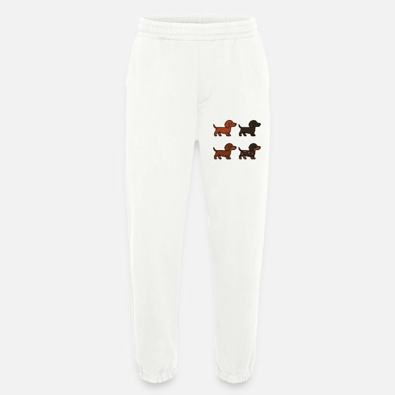 Ensemble d’illustrations de teckel mignon - Pantalon de jogging bio épais fabriqué en UE - OFF WHITE