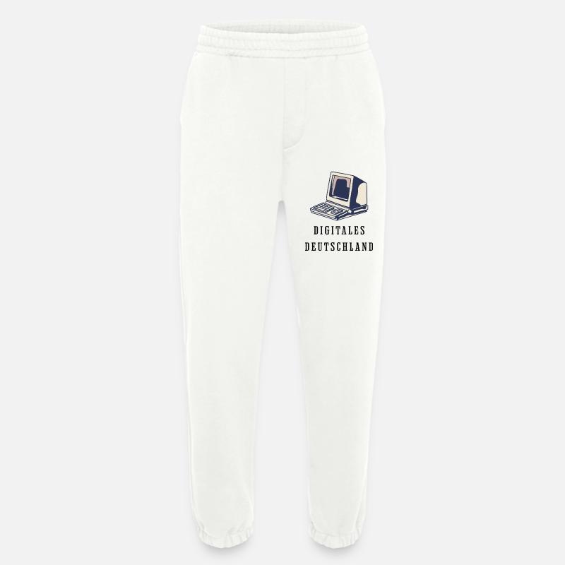 80s Style Retro Computer Digital Germany - Heavyweight Jogging Pants - made by SPREAD  - OFF WHITE