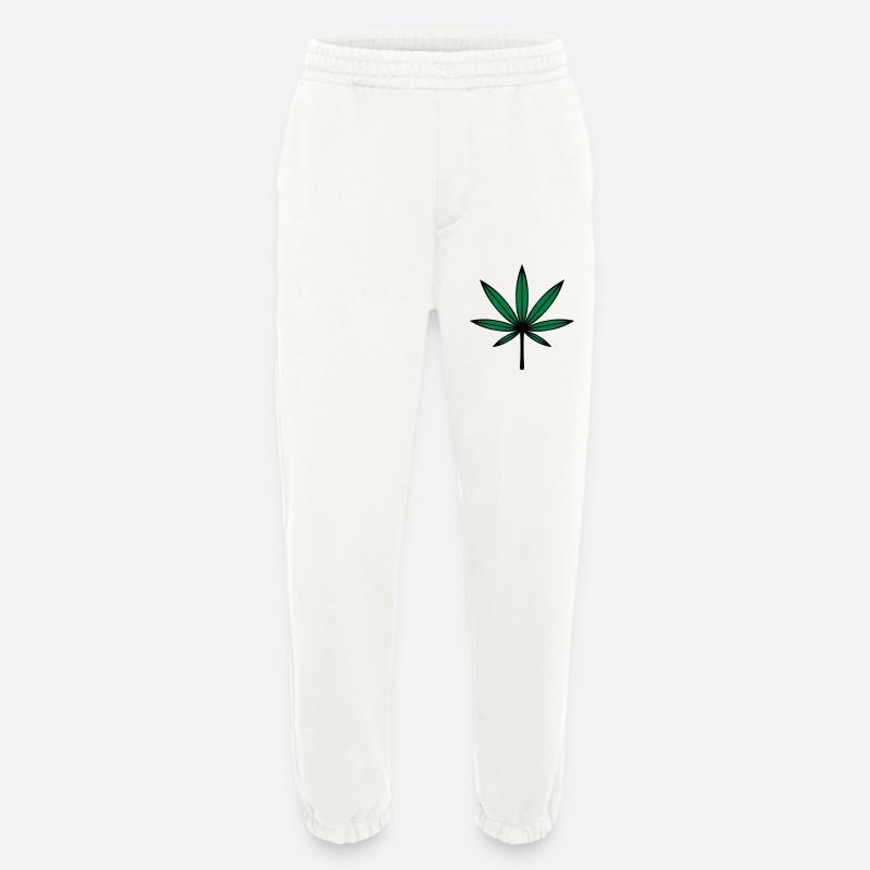 Cannabis / Marihuana / Hanfblatt (2C) - Heavyweight Jogginghose - made by SPREAD  - OFF WHITE