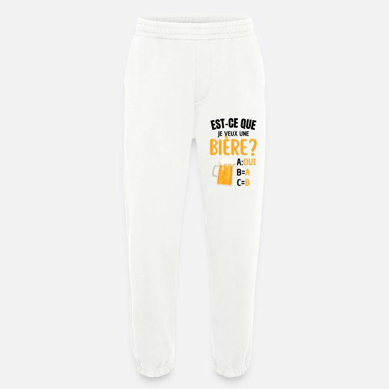 Beer humor and obvious answer - Heavyweight Jogging Pants - made by SPREAD  - OFF WHITE