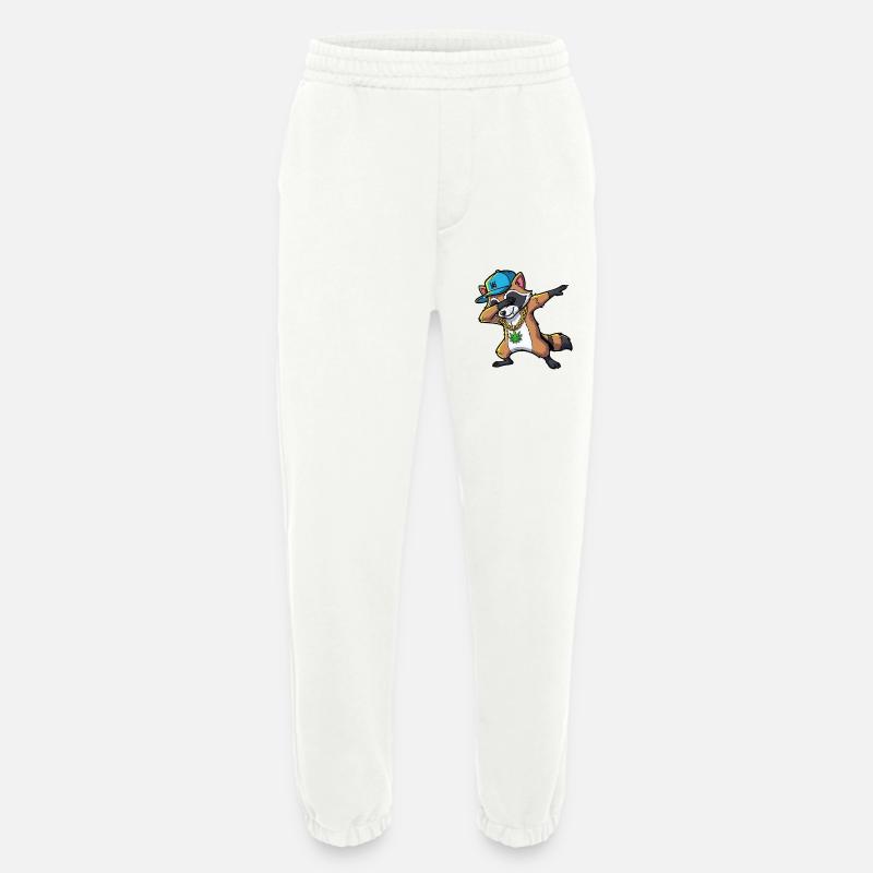 Dabbing Waschbär mit Hanfblatt - Heavyweight Jogginghose - made by SPREAD  - OFF WHITE
