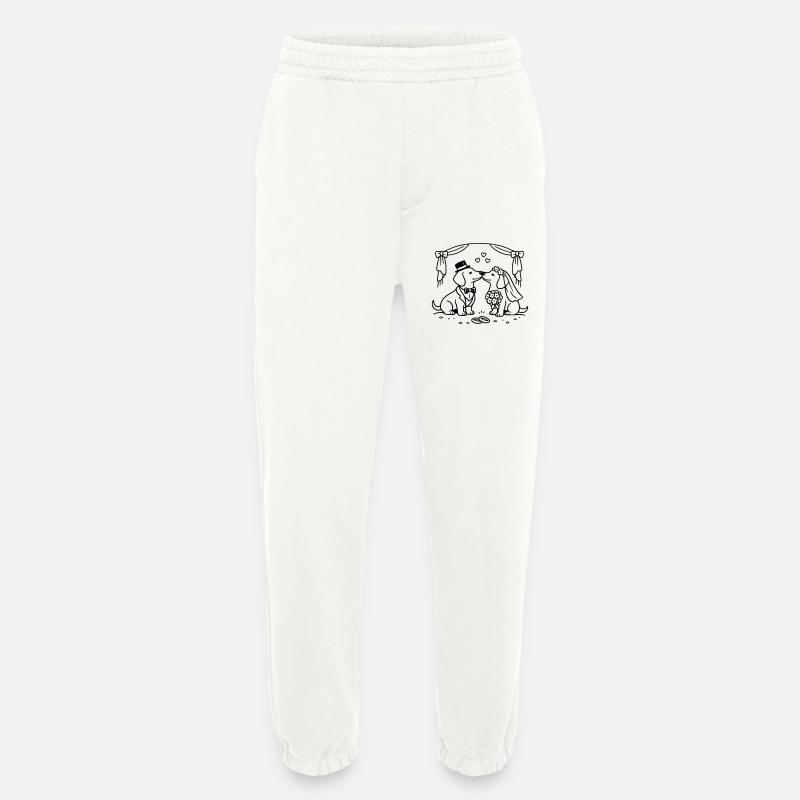 dackel hochzeit line art - Heavyweight Jogginghose - made by SPREAD  - OFF WHITE