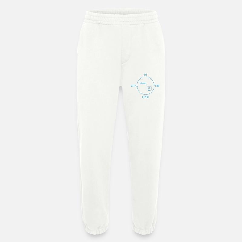 Eat Sleep Code Repeat - Programmer Cycle - Heavyweight Jogging Pants - made by SPREAD  - OFF WHITE