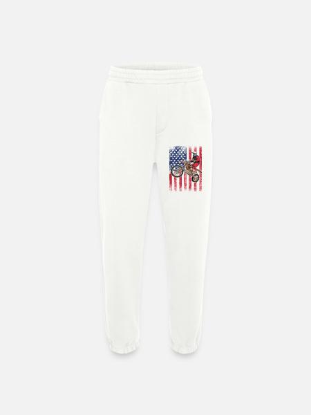 Dirt Biking USA Flag  - Heavyweight Jogging Pants - made by SPREAD  - OFF WHITE
