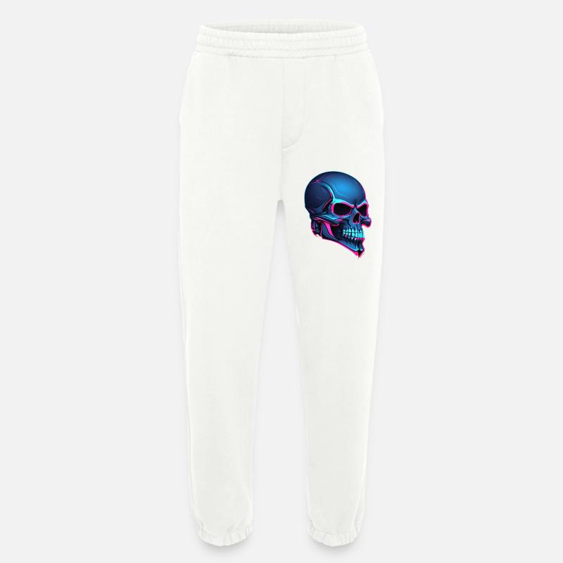 Neon-Schädel Blaue Neonlinien - Heavyweight Jogginghose - made by SPREAD  - OFF WHITE