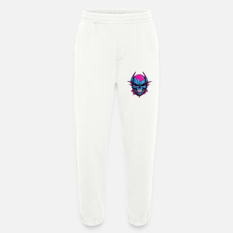 Neon Devil's Skull - Heavyweight Jogging Pants - made by SPREAD  - OFF WHITE