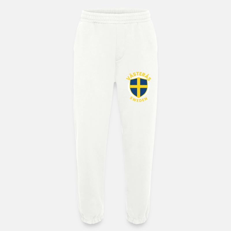 Västerås Shield Sweden Emblem - Heavyweight Jogging Pants - made by SPREAD  - OFF WHITE