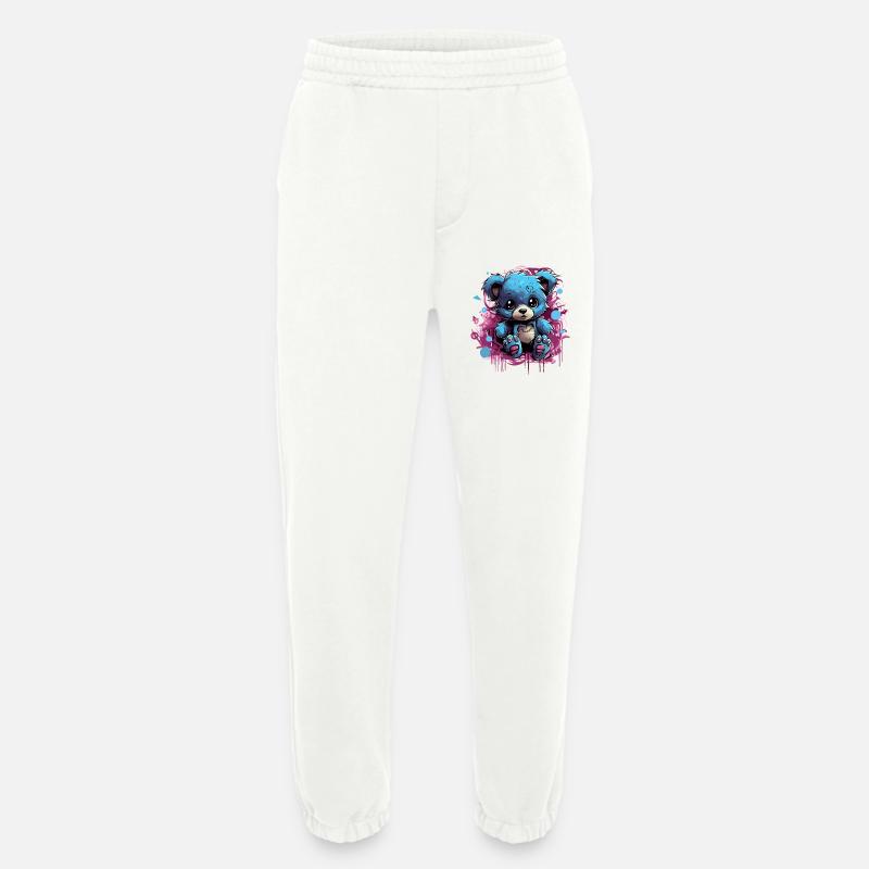 Blue Cuddly Bear Graffiti Pop - Heavyweight Jogging Pants - made by SPREAD  - OFF WHITE
