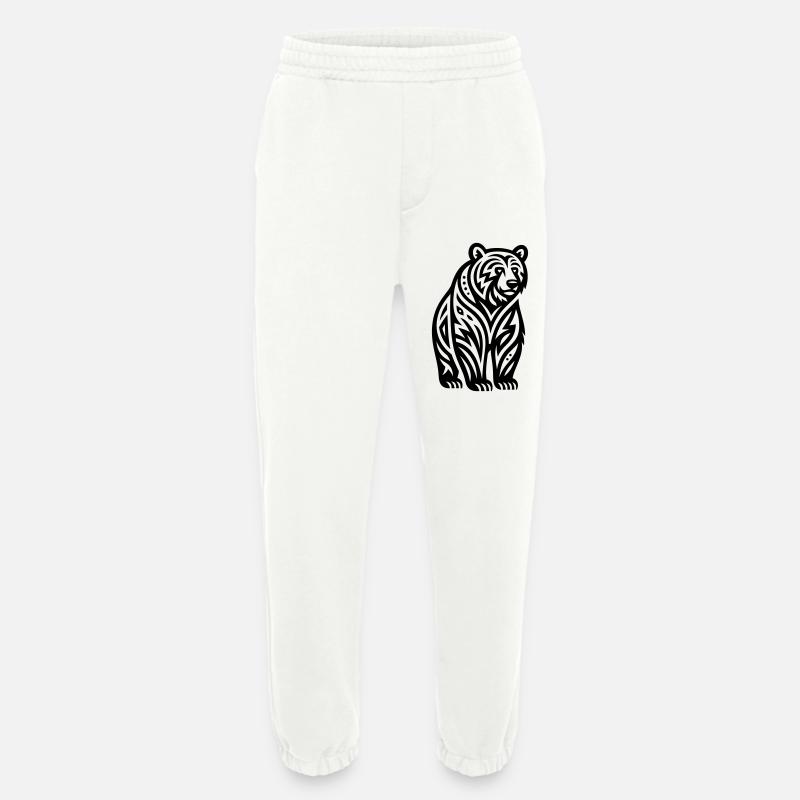 Just a Black Bear #2 / JustN-imal - Pantalon de jogging bio épais fabriqué en UE - OFF WHITE