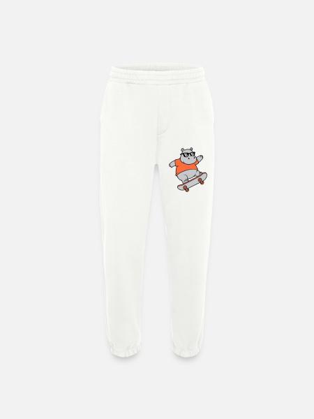 Cool Hippopotamus Skater Skateboard Vector - Heavyweight Jogging Pants - made by SPREAD  - OFF WHITE