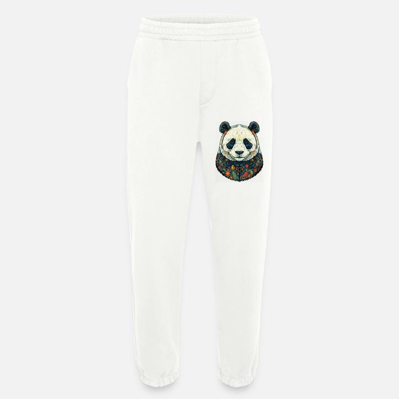 Flora-Panda-Porträt mit Blumen - Heavyweight Jogginghose - made by SPREAD  - OFF WHITE