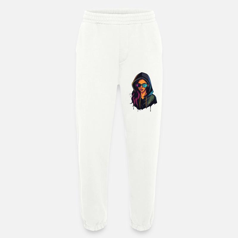 Hacker Programmer Developer Woman Portrait - Heavyweight Jogging Pants - made by SPREAD  - OFF WHITE