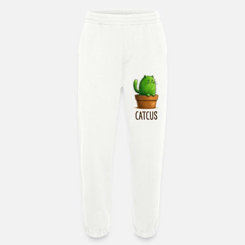 Catcus – Cactus Cat with Attitude - Heavyweight Jogging Pants - made by SPREAD  - OFF WHITE
