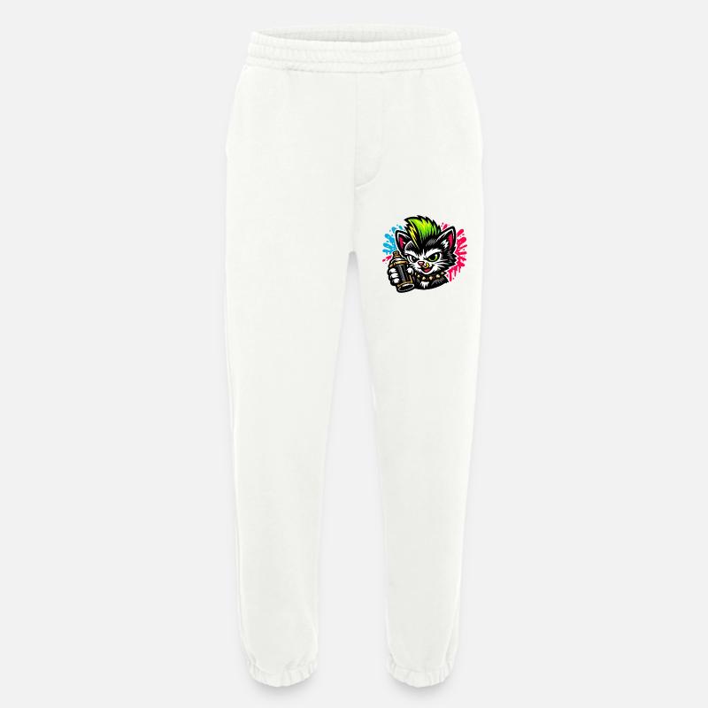 Graffiti Cat Spray Dot - Pantalon de jogging bio épais fabriqué en UE - OFF WHITE