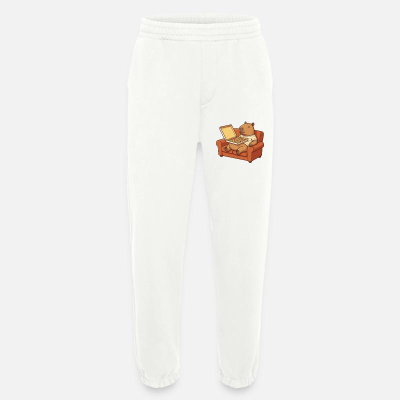Capybara Sofa Pizza gemütliches Tierdesign - Heavyweight Jogginghose - made by SPREAD  - OFF WHITE