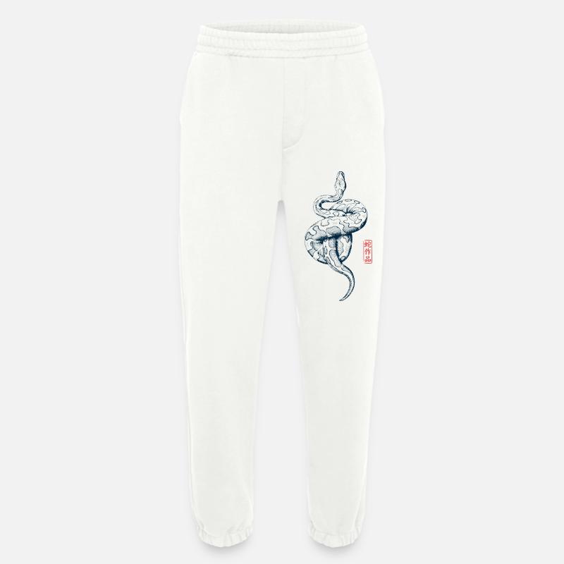 Python avec tampon kanji - Pantalon de jogging bio épais fabriqué en UE - OFF WHITE