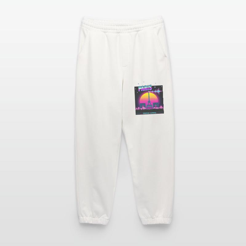 Paris Retro Wave Techno Heavyweight Jogging Pants - made by SPREAD 