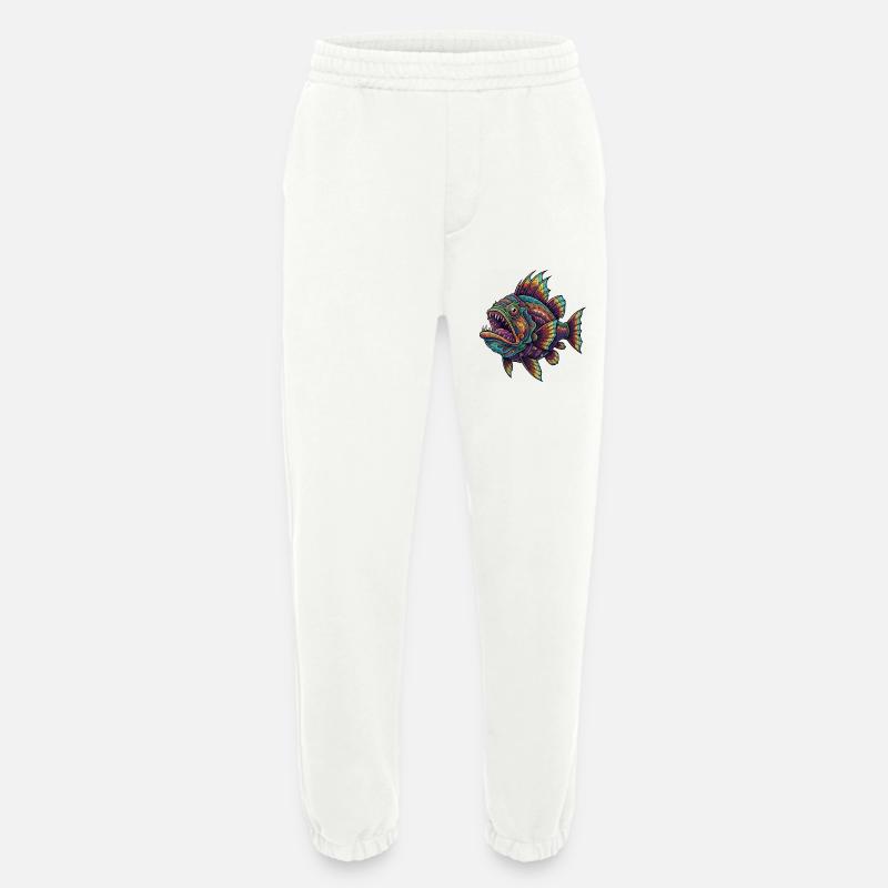 Rainbow Fish with Pattern - Heavyweight Jogging Pants - made by SPREAD  - OFF WHITE
