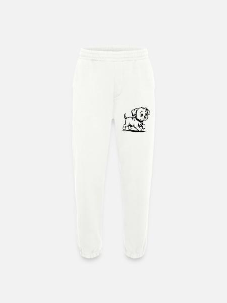 Promenade de chiot en course - Pantalon de jogging bio épais fabriqué en UE - OFF WHITE