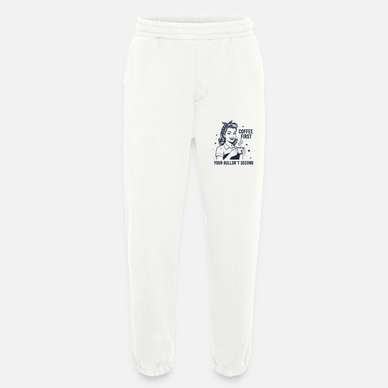 Erst Kaffee dann Meinung Retro Statement - Heavyweight Jogginghose - made by SPREAD  - OFF WHITE