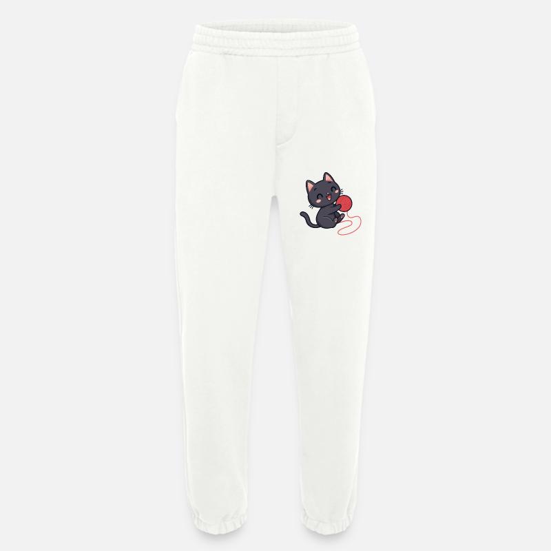 Red wool kitten soft pattern - Heavyweight Jogging Pants - made by SPREAD  - OFF WHITE