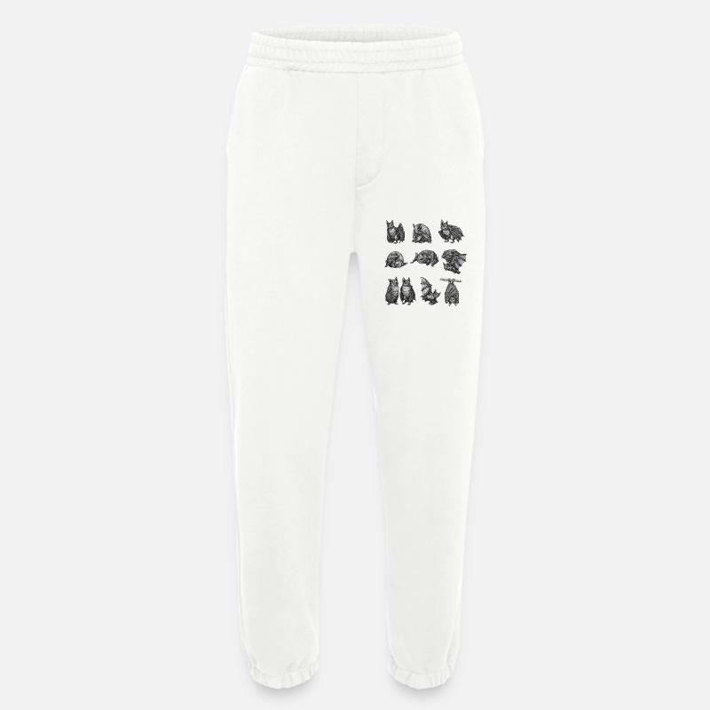 Night Bat Silhouettes Pattern - Heavyweight Jogging Pants - made by SPREAD  - OFF WHITE