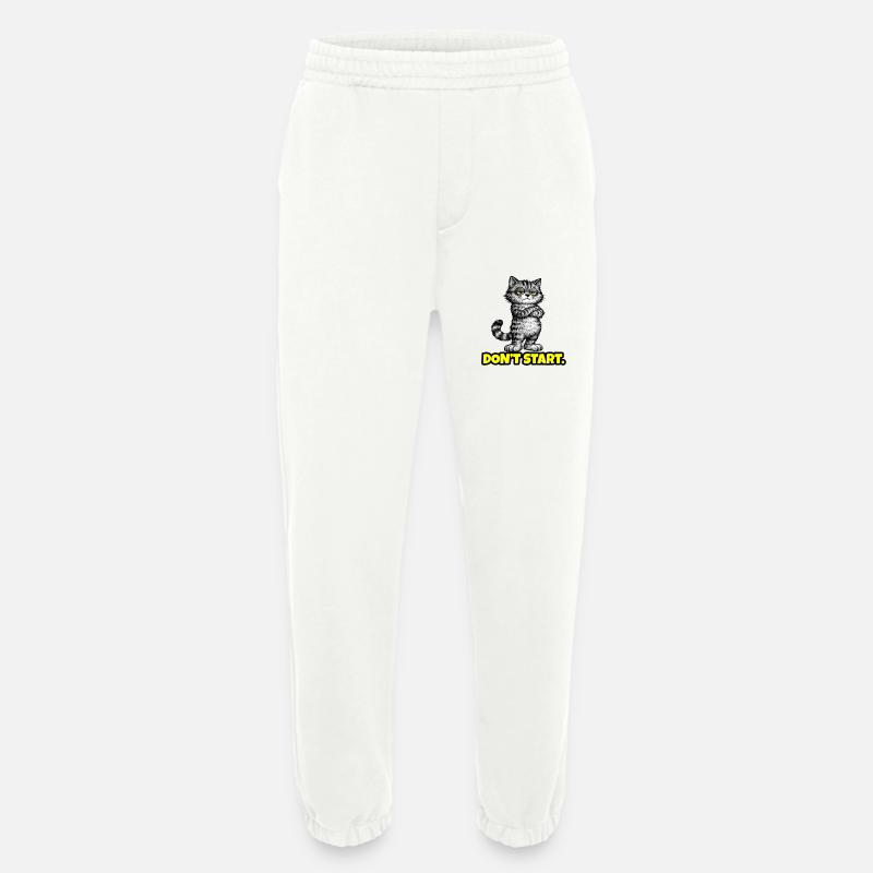 Don’t Start. – Grumpy Katze (Attitude) CAT - Heavyweight Jogging Pants - made by SPREAD  - OFF WHITE