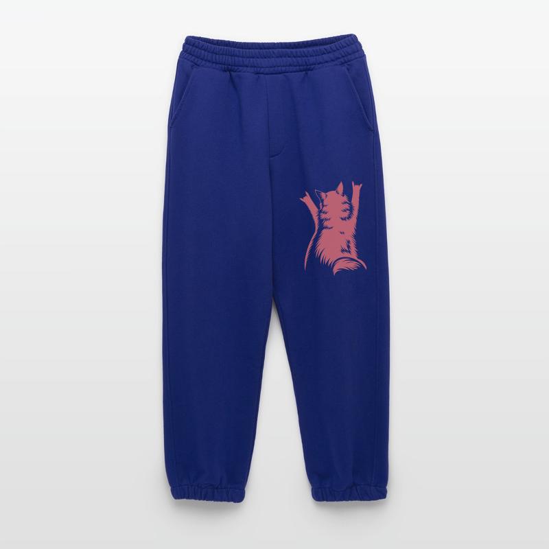 Rock Cat Back View – Devil Horns Heavyweight Jogging Pants - made by SPREAD 