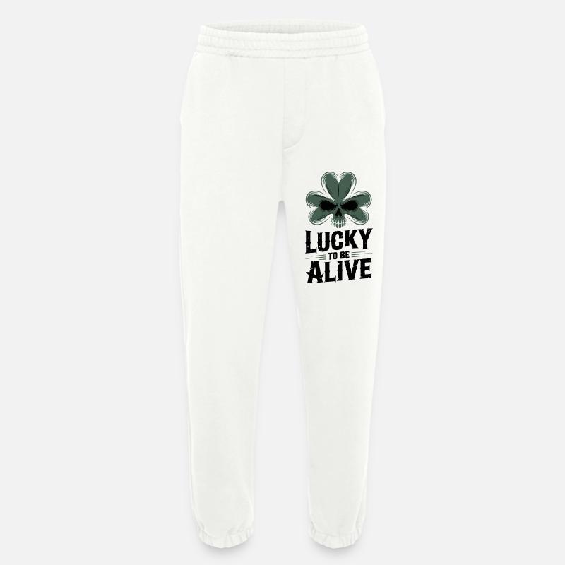 Kleeblatt-Skull Glücklich Lebendig - Heavyweight Jogginghose - made by SPREAD  - OFF WHITE