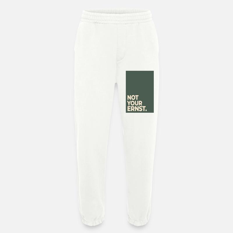 Not Your Ernst – Moss Green Statement - Heavyweight Jogginghose - made by SPREAD  - OFF WHITE