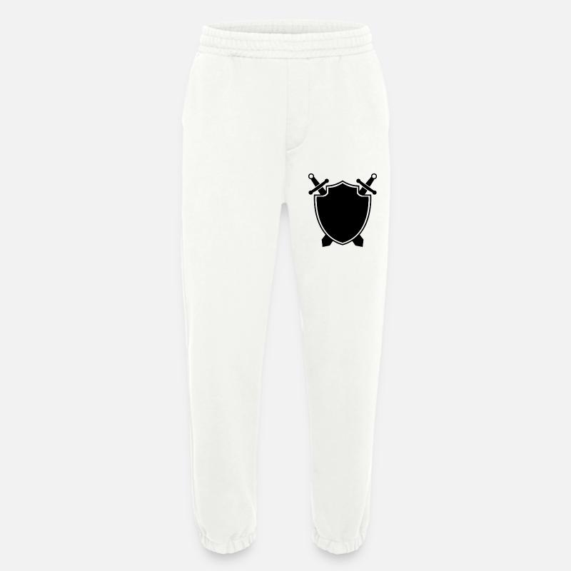 Bouclier médiéval avec épée - Pantalon de jogging bio épais fabriqué en UE - OFF WHITE