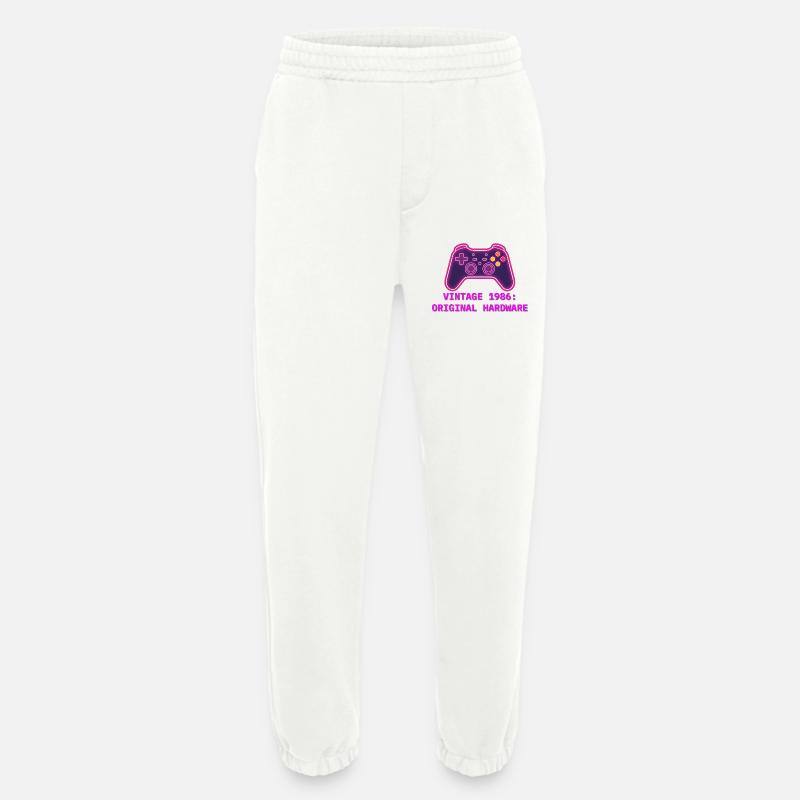 Neon Controller 1986 Retro - 40th Birthday - Heavyweight Jogging Pants - made by SPREAD  - OFF WHITE