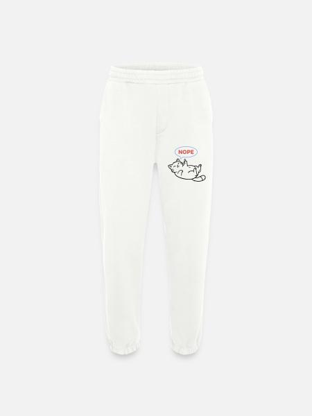 Laughing Cat Nope Middle Finger - Heavyweight Jogging Pants - made by SPREAD - OFF WHITE
