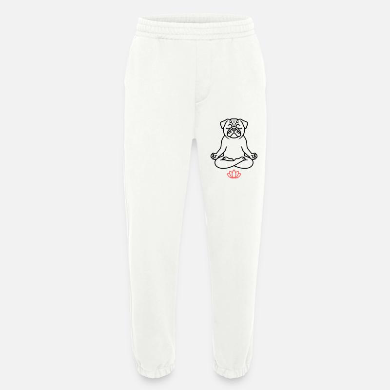 Mops Yoga Meditation Outline - Heavyweight Jogginghose - made by SPREAD  - OFF WHITE