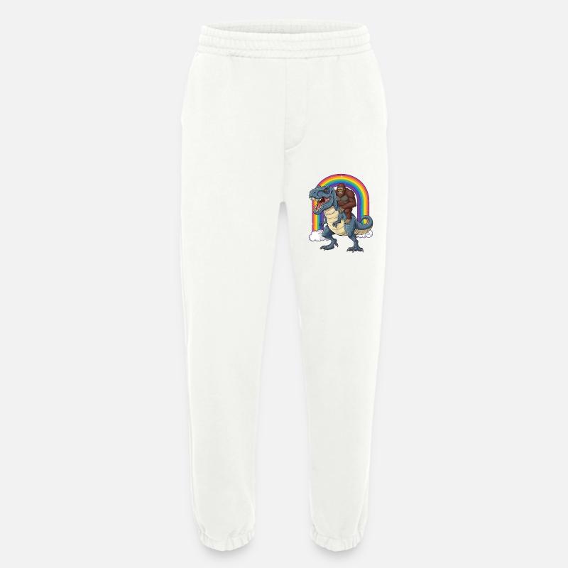 Bigfoot Riding T-Rex Dinosaur Rainbow - Heavyweight Jogging Pants - made by SPREAD  - OFF WHITE