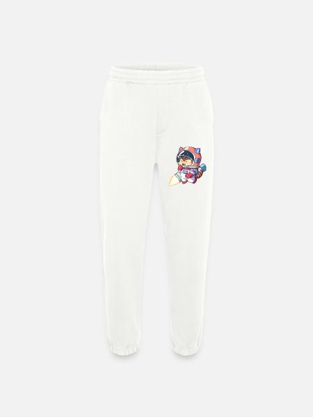 Astronaute chat en combinaison spatiale - Pantalon de jogging bio épais fabriqué en UE - OFF WHITE