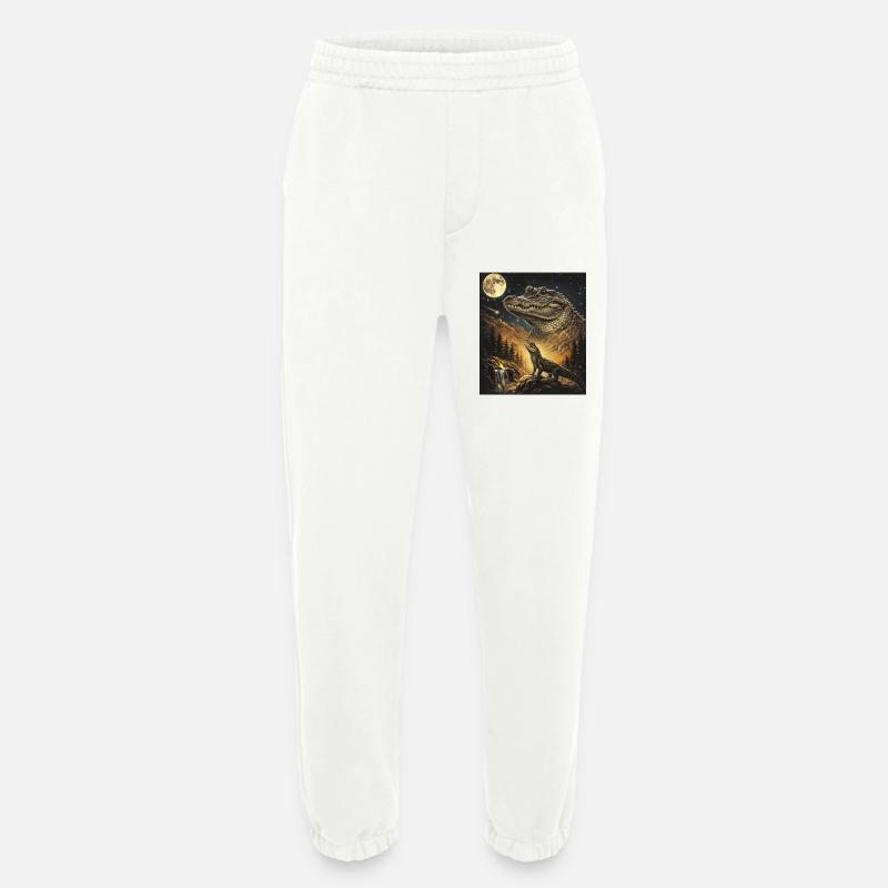 Moon Crocodile Forest Howl Moonlight - Heavyweight Jogging Pants - made by SPREAD - OFF WHITE