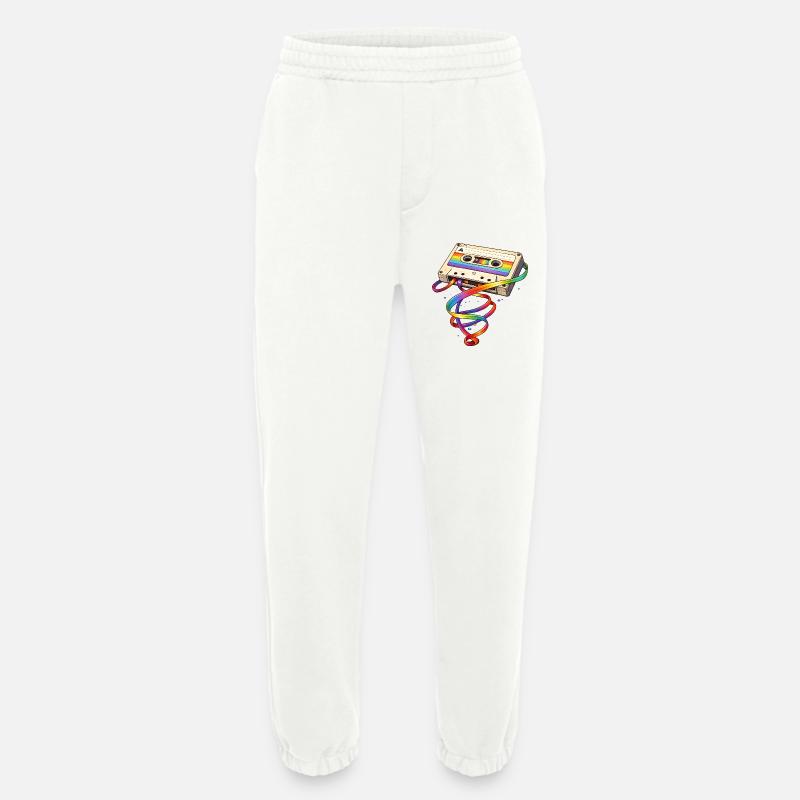 Retro cassette with rainbow ribbon - Heavyweight Jogging Pants - made by SPREAD  - OFF WHITE