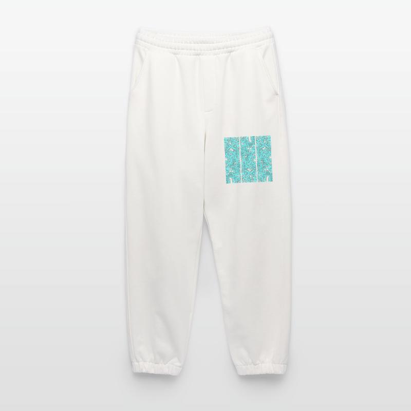 Turquoise Chaos Triptych Heavyweight Jogging Pants - made by SPREAD 