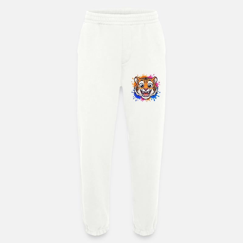 Lachender Tiger Farbklecks - Heavyweight Jogginghose - made by SPREAD  - OFF WHITE