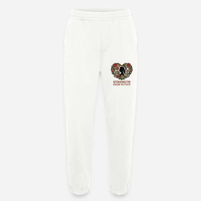 Strength From Inside Blossom Heart - Heavyweight Jogging Pants - made by SPREAD  - OFF WHITE