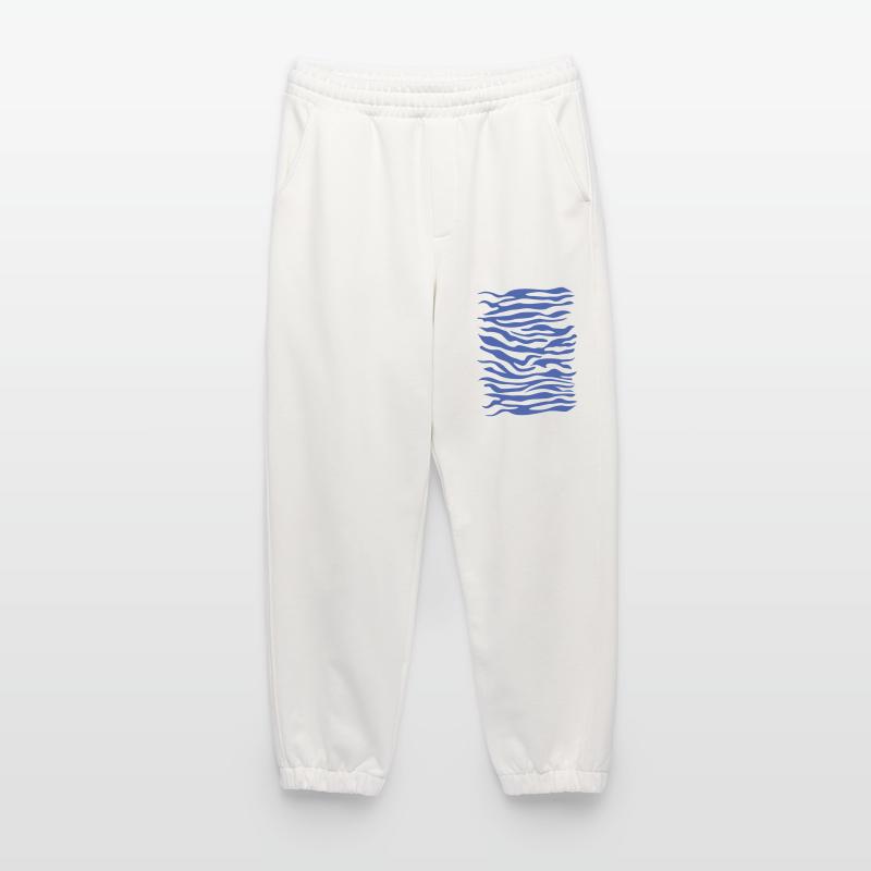 Zebra Pattern Blue Heavyweight Jogging Pants - made by SPREAD 