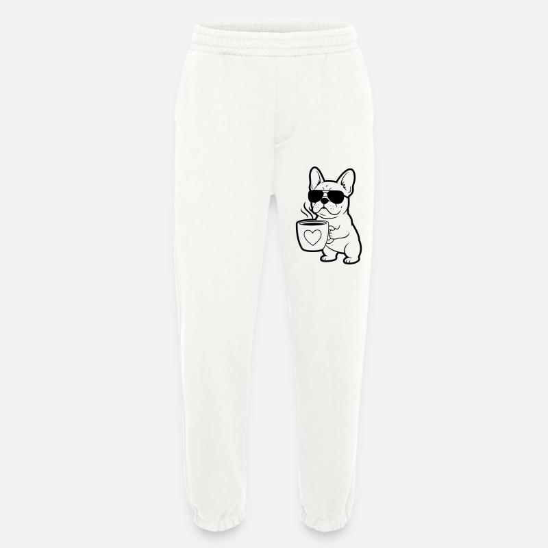Frenchie Hund Kaffee Outline - Heavyweight Jogginghose - made by SPREAD  - OFF WHITE