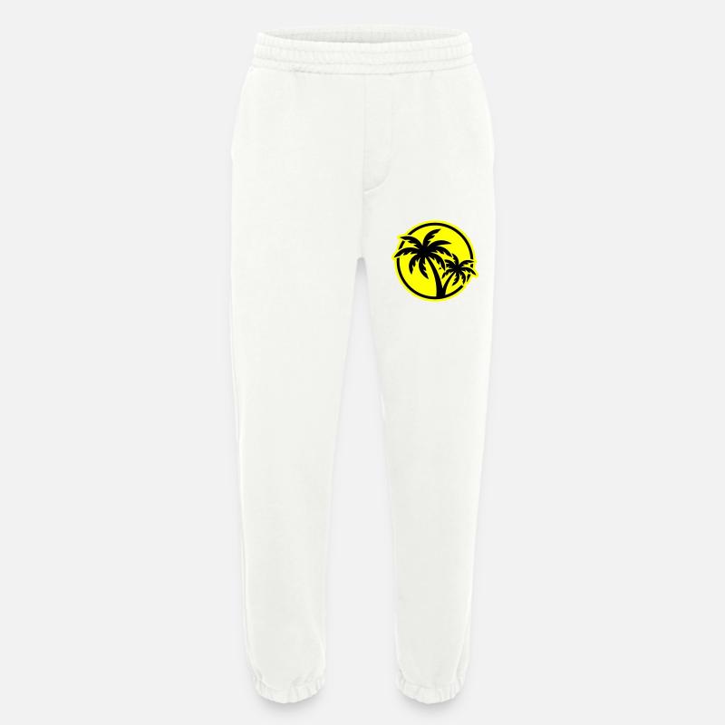 Plage symbole de Palm Tree - Pantalon de jogging bio épais fabriqué en UE - OFF WHITE