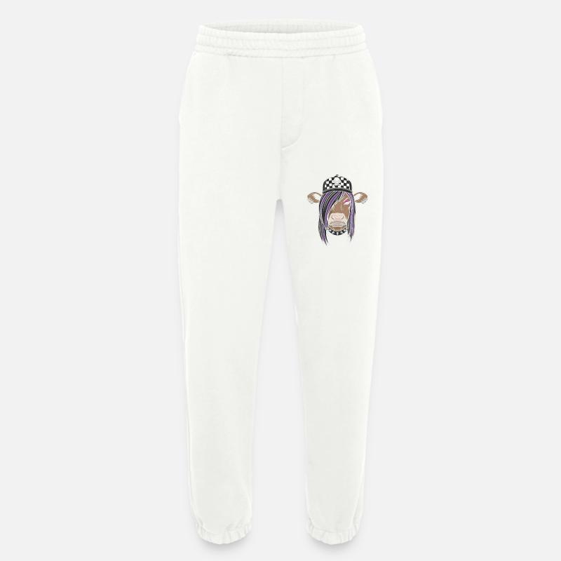 Punk Kuh mit Checker Cap - Heavyweight Jogginghose - made by SPREAD  - OFF WHITE