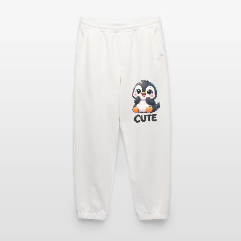 Pingouin chibi mignon timide timide mignon Pantalon de jogging bio épais fabriqué en UE