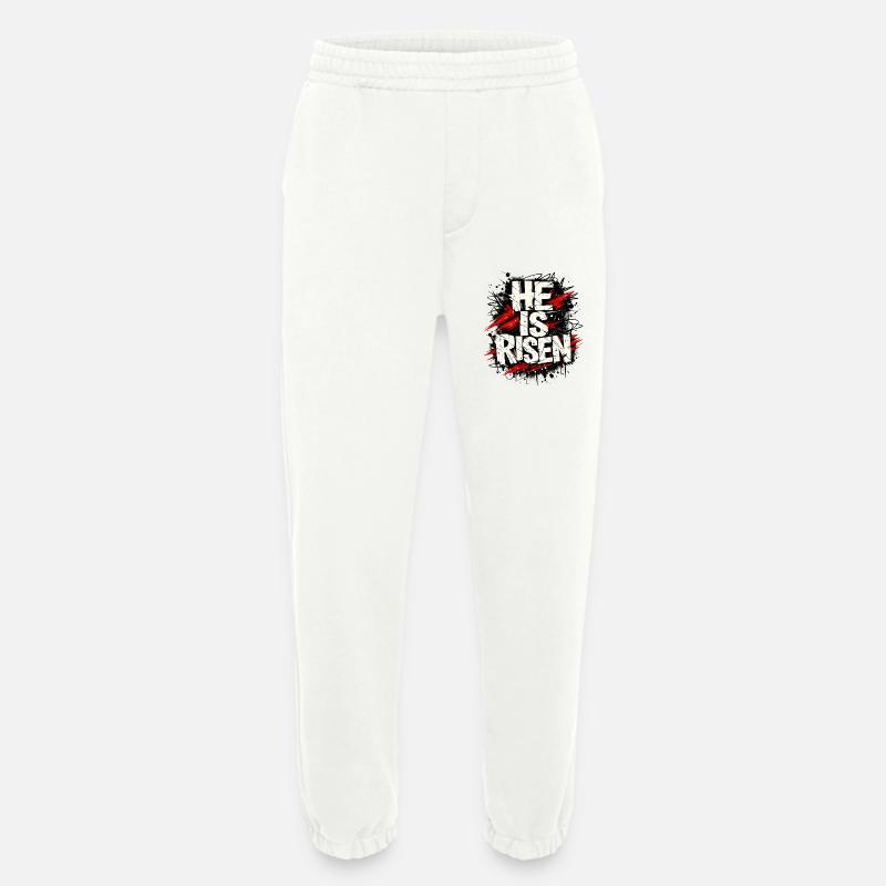 He is Risen Jesus Easter - Heavyweight Jogging Pants - made by SPREAD  - OFF WHITE