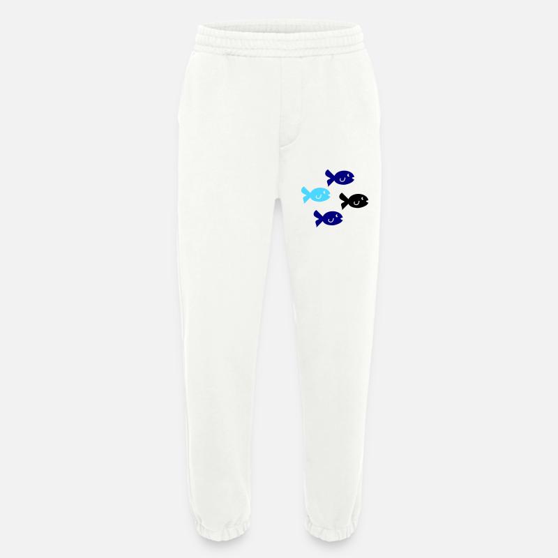 Fiskesilhuett - Heavyweight Organic joggebukse produsert i EU - OFF WHITE
